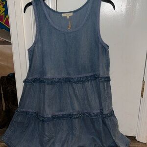 Chambray Tiered Dress